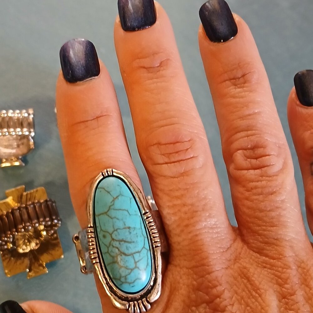 8 Western Turquoise Paparazzi Rings - Picture 5 of 8